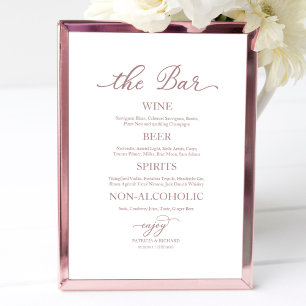 Poster Sinal de Casamento Caligrafia Rosa Dourado Bar de
