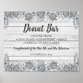 Poster Sinal de Casamento Chá de Noiva Barra de Donut Flo