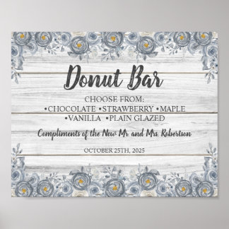 Poster Sinal de Casamento Chá de Noiva Barra de Donut Flo
