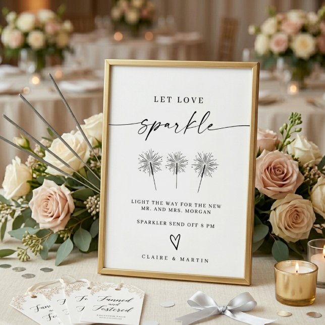 Poster Sinal de Casamento Chic Moderno Deixe o Amor Brilh (Criador carregado)