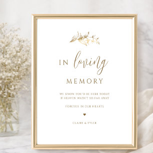 Poster Sinal de casamento chique branco e dourado em memó