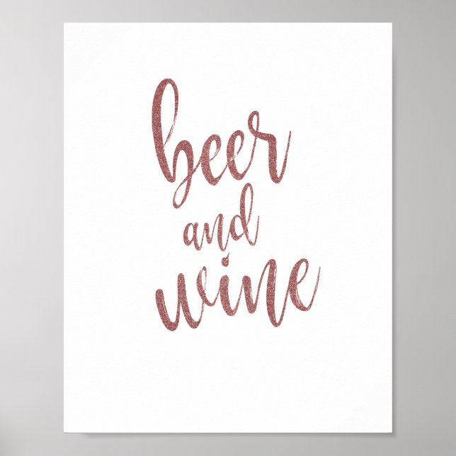 Poster Sinal de Casamento com Brilho em Rosa Dourado Cerv (Frente)
