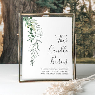 Poster Sinal de Casamento com Velas que Queimam Suculenta