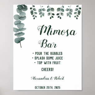 Poster Sinal de Casamento com Verde da Barra Mimosa Eucal