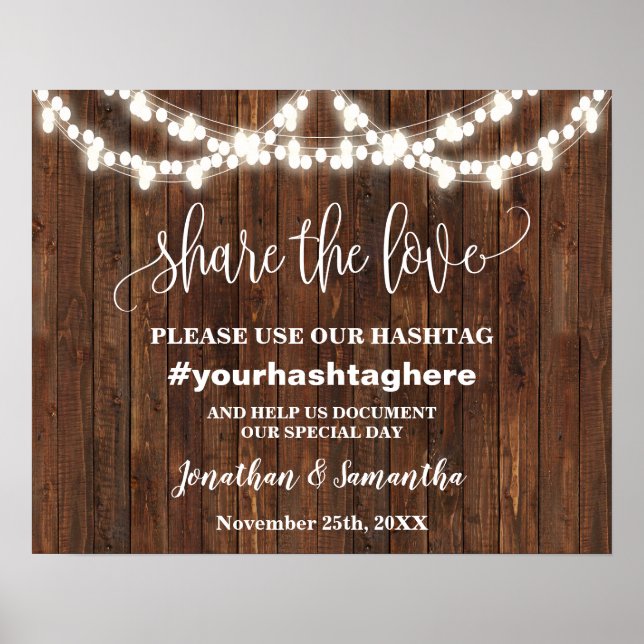 Poster Sinal de Casamento Compartilhe o Amor do Nosso Has (Frente)