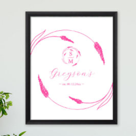 Poster Sinal de Casamento Cor-de-Rosa Vibrante Única e Ke