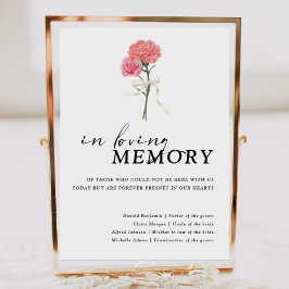 Poster Sinal de casamento cravo boho em memória amorosa