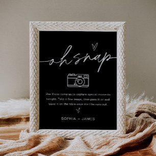 Poster Sinal de casamento da câmera descartável NOIR Oh S