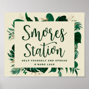 Poster Sinal de Casamento da Estação Tropical Greenery