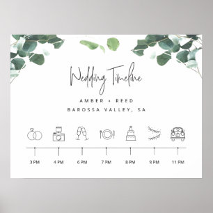 Poster Sinal de Casamento da Linha do Tempo Greenery