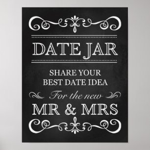 Pôster Sinal de Casamento - Data Jar Wedding Sign Sinal