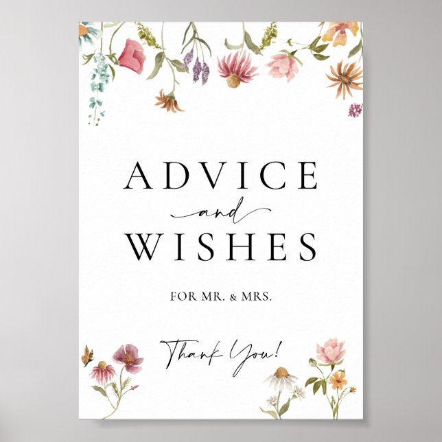 Poster Sinal De Casamento De Advertência E Desejo De Flor (Frente)