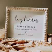 Sinal de Casamento de Bag Ocupado para Crianças do