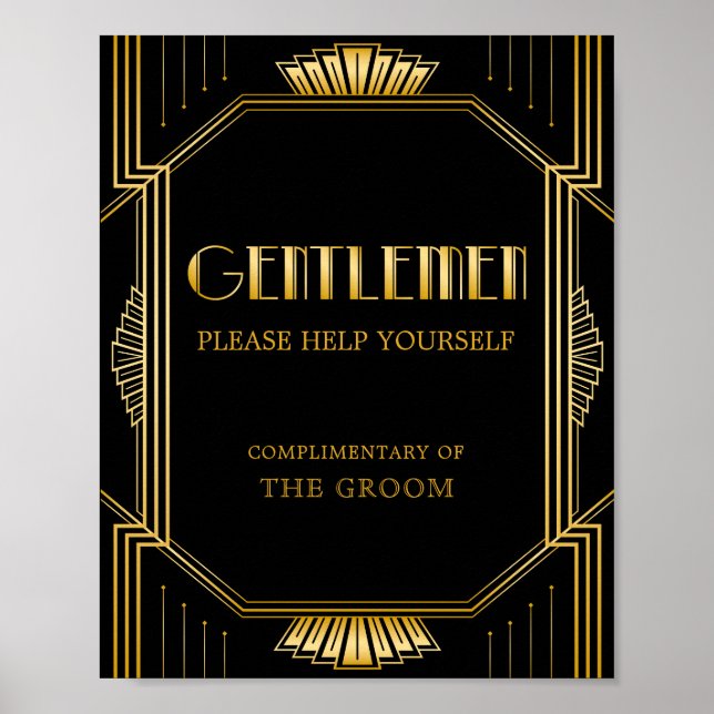 Poster Sinal de Casamento de Banheiro Masculino | Gatsby  (Frente)