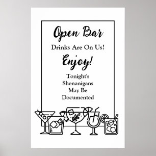 Poster Sinal de Casamento de Bar Aberto Engraçado