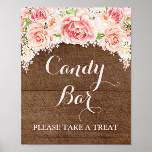 Pôster Sinal de Casamento de Bar Candy Cor de Água Rosa M
