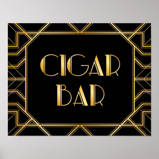 Poster Sinal de Casamento de Bar de Charuto | Gatsby Art  (Frente)