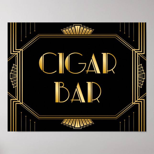 Poster Sinal de Casamento de Bar de Charuto | Gatsby Art  (Frente)