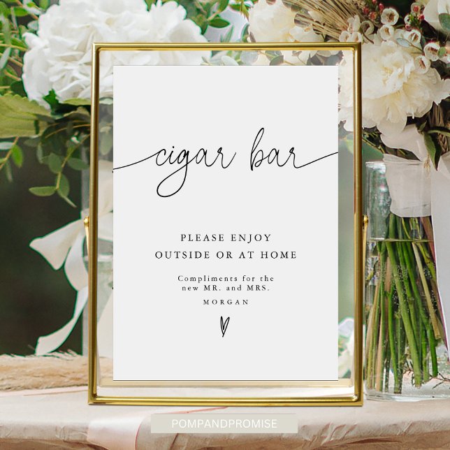 Poster Sinal de Casamento de Bar de Charutos Favor Minima (Criador carregado)
