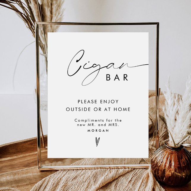 Poster Sinal de Casamento de Bar de Charutos Favor Minima (Criador carregado)
