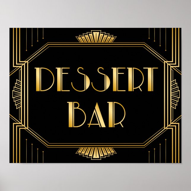 Poster Sinal de Casamento de Bar de Sobremesa | Gatsby Ar (Frente)