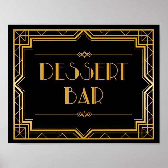 Poster Sinal de Casamento de Bar de Sobremesa | Gatsby Ar (Frente)