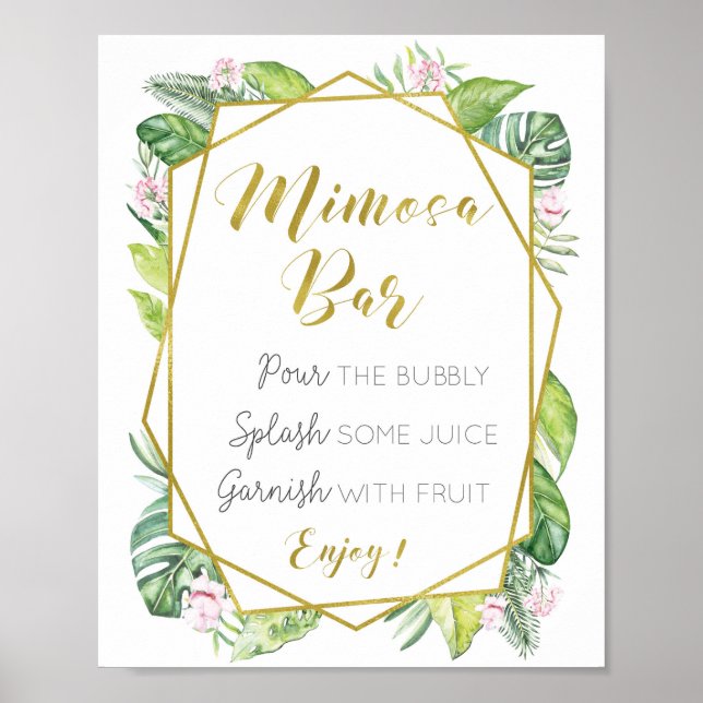 Poster Sinal de Casamento de Bar Tropical Mimosa (Frente)