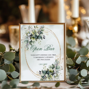 Poster Sinal de Casamento de Barra Aberta de Eucalipto Ve