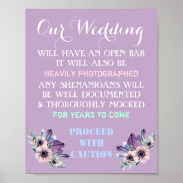 Poster Sinal de Casamento de Barra Aberta Floral Engraçad