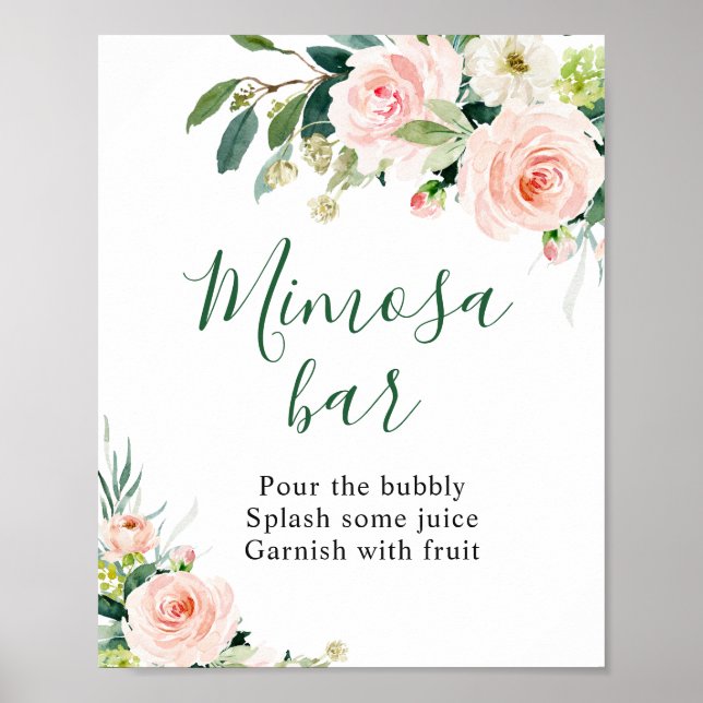 Poster Sinal de Casamento de Barra de Mimosa de Flores Ro (Frente)