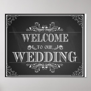 Poster Sinal de casamento de boas-vindas no quadro