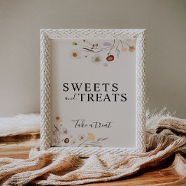 Poster Sinal De Casamento De Boho Wildflower, Sweets And 
