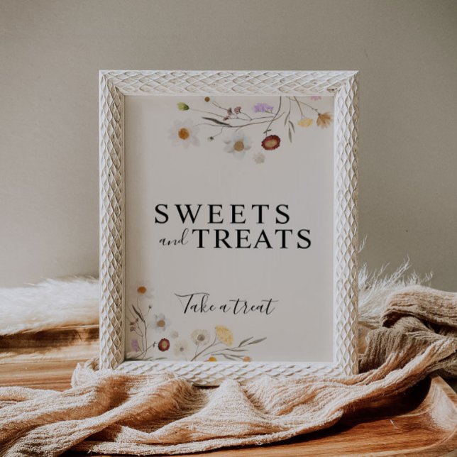 Poster Sinal De Casamento De Boho Wildflower, Sweets And  (Criador carregado)