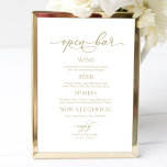 Poster Sinal de Casamento de Caligrafia Dourada Elegante<br><div class="desc">Sinal de Casamento de Caligrafia Dourada Elegante do Bar Aberto</div>