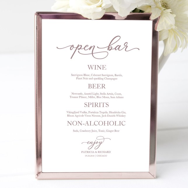 Poster Sinal de Casamento de Caligrafia em Rosa Dourado c (Criador carregado)