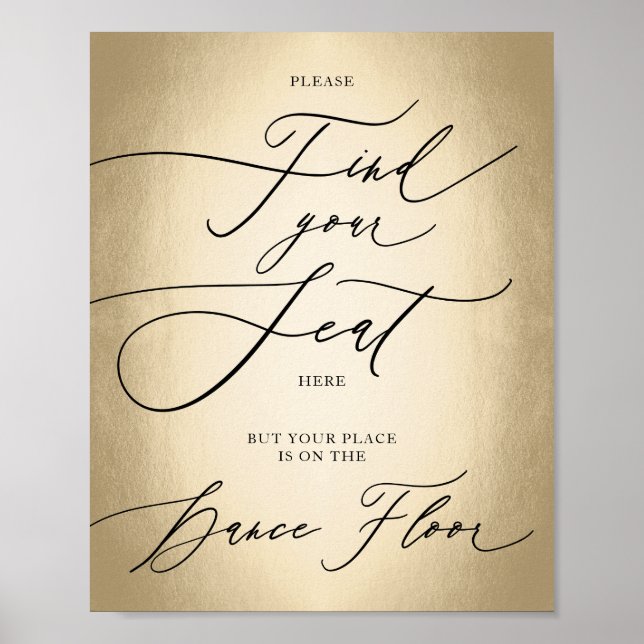 Poster Sinal de Casamento de Caligrafia Encontre seu asse (Frente)