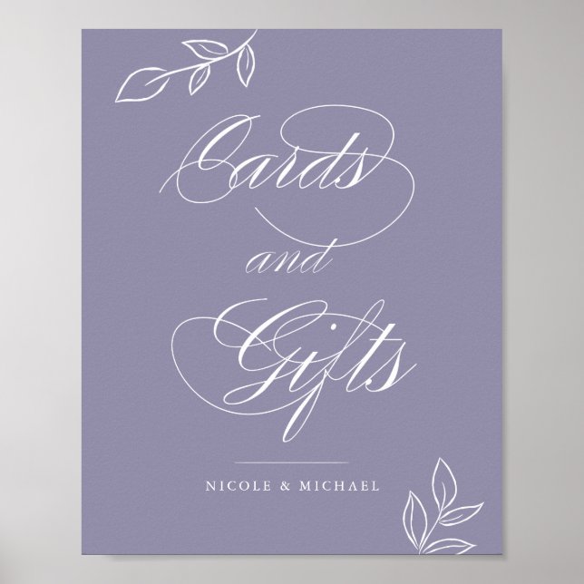 Poster Sinal de casamento de cartas e presentes violetas  (Frente)