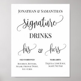 Poster Sinal de Casamento de Casais de Bebidas com Assina