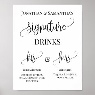Poster Sinal de Casamento de Casais de Bebidas com Assina