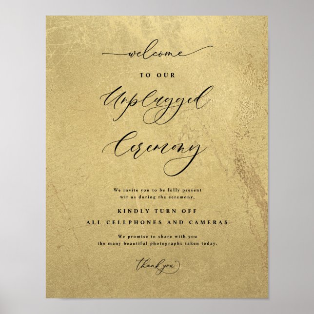 Poster Sinal de Casamento de Cerimônia Desconectada Preto (Frente)