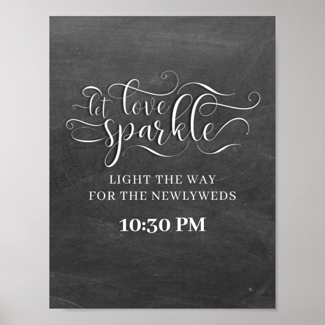 Poster Sinal de Casamento de Chalkboard para Deixe o Amor (Frente)