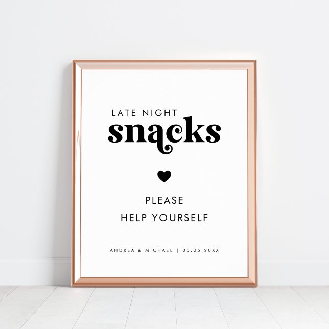 Poster Sinal de Casamento de Coração de Snacks Noturnos T (Criador carregado)