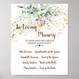 Poster Sinal de casamento de ervas e folhagens em memória