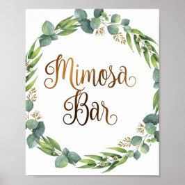 Poster Sinal de casamento de Eucalyptus para bar mimosa