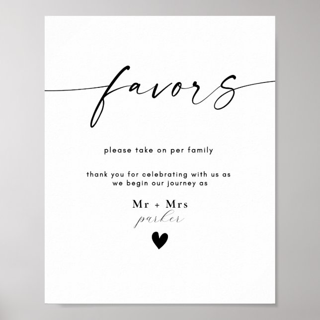 Poster Sinal de Casamento de Favor Moderno (Frente)
