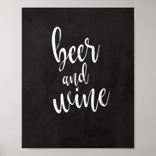 Poster Sinal de Casamento de Giz de Cerveja e Vinho 8x10