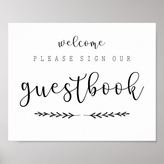 Poster Sinal de Casamento de Guestbook (Frente)