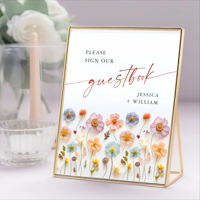 Poster Sinal de Casamento de Guestbook Pastel Pink (Criador carregado)