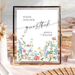 Poster Sinal de Casamento de Guestbook Pastel Pink