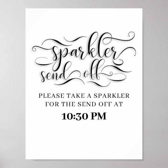 Poster Sinal de Casamento de Hora do Sparkler Enviar (Frente)
